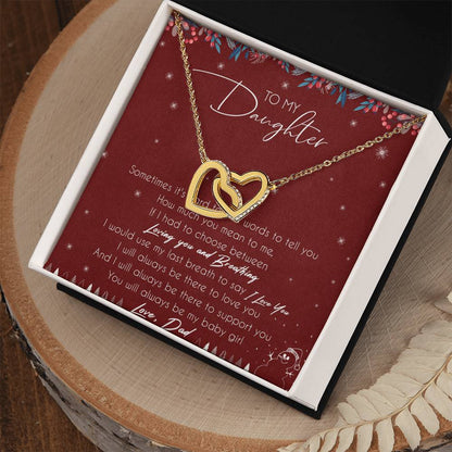 To My Daughter Interlocking Hearts Necklace Message Card