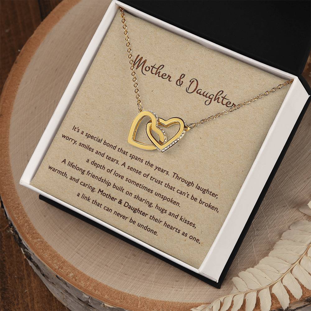 Mother & Daughter Their Hearts As One - Necklace Interlocking Hearts Necklace