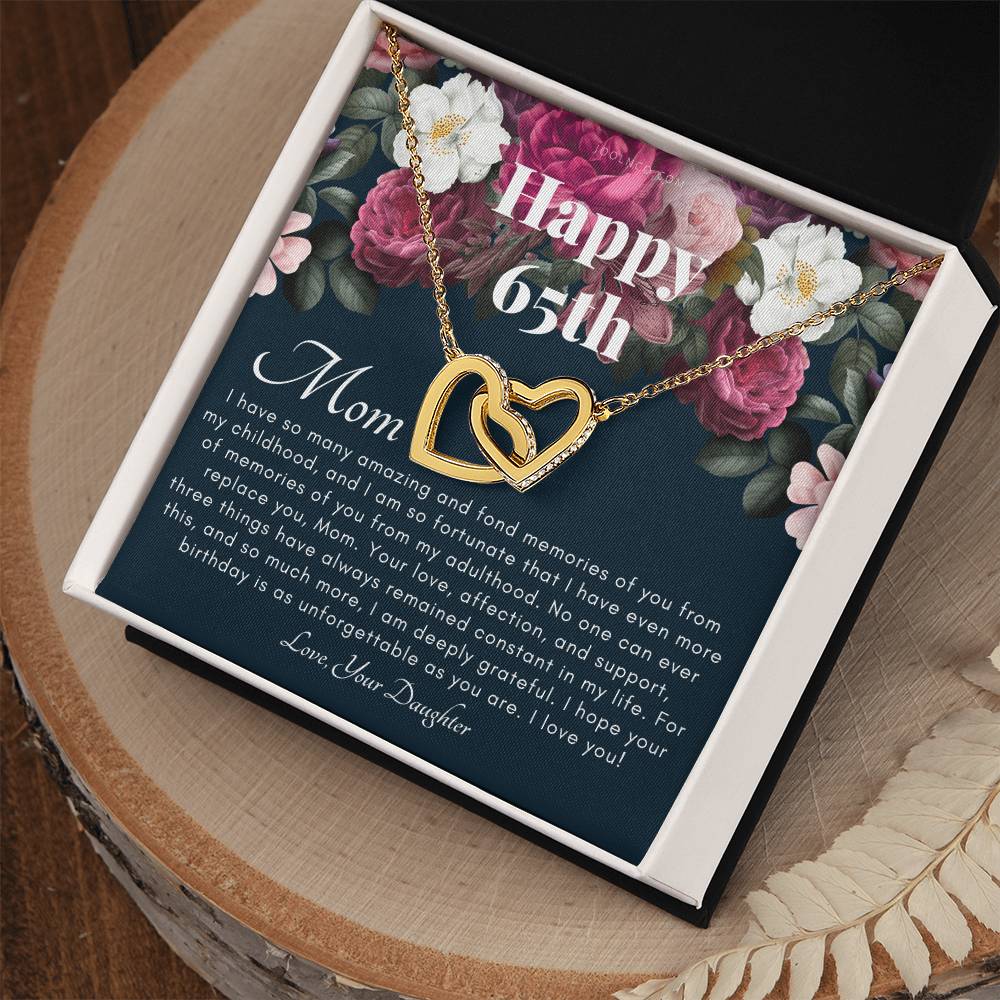 Mother'S 65Th Birthday Gift Gift For Mom On Her Birthday Gift For Mom From Daughter Mom Necklace Best Mom Gift Message Card Interlocking Hearts Necklace