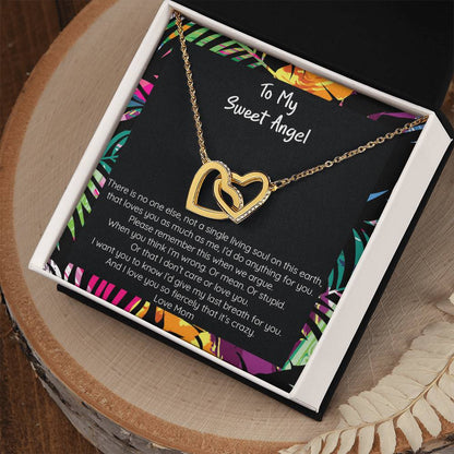 Teen Girl Sweet Angel From Mom Locked Hearts Necklace Interlocking Hearts Necklace