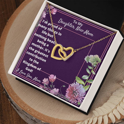 New Mom Cubic Zirconia Stone Necklace Interlocking Hearts Necklace