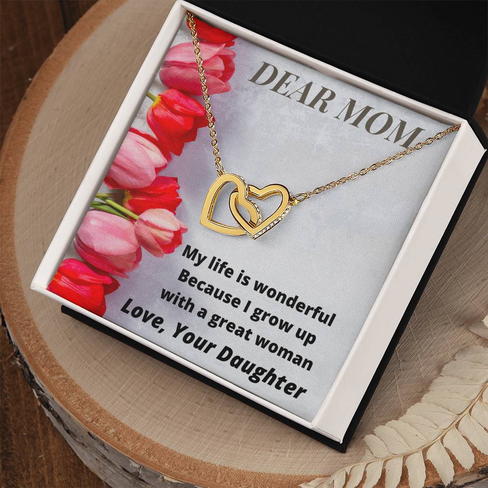 Gift For Mummy From Daughter- Together Forever Love Daughter Interlocking Hearts Necklace