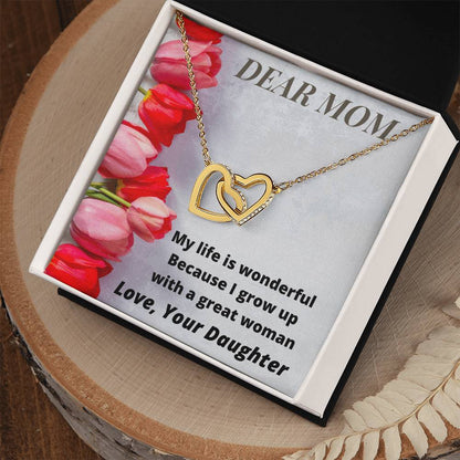 Gift For Mummy From Daughter- Together Forever Love Daughter Interlocking Hearts Necklace
