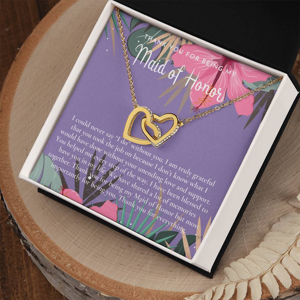 Maid Of Honor Thank You Gift From Bride Bridesmaid Gift Maid Of Honor Gift Necklace Matron Of Honor Gift Thank You Gift From Bride Interlocking Hearts Necklace