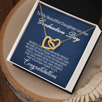 To My Daughter - Graduation Proud Interlocking Hearts Necklace