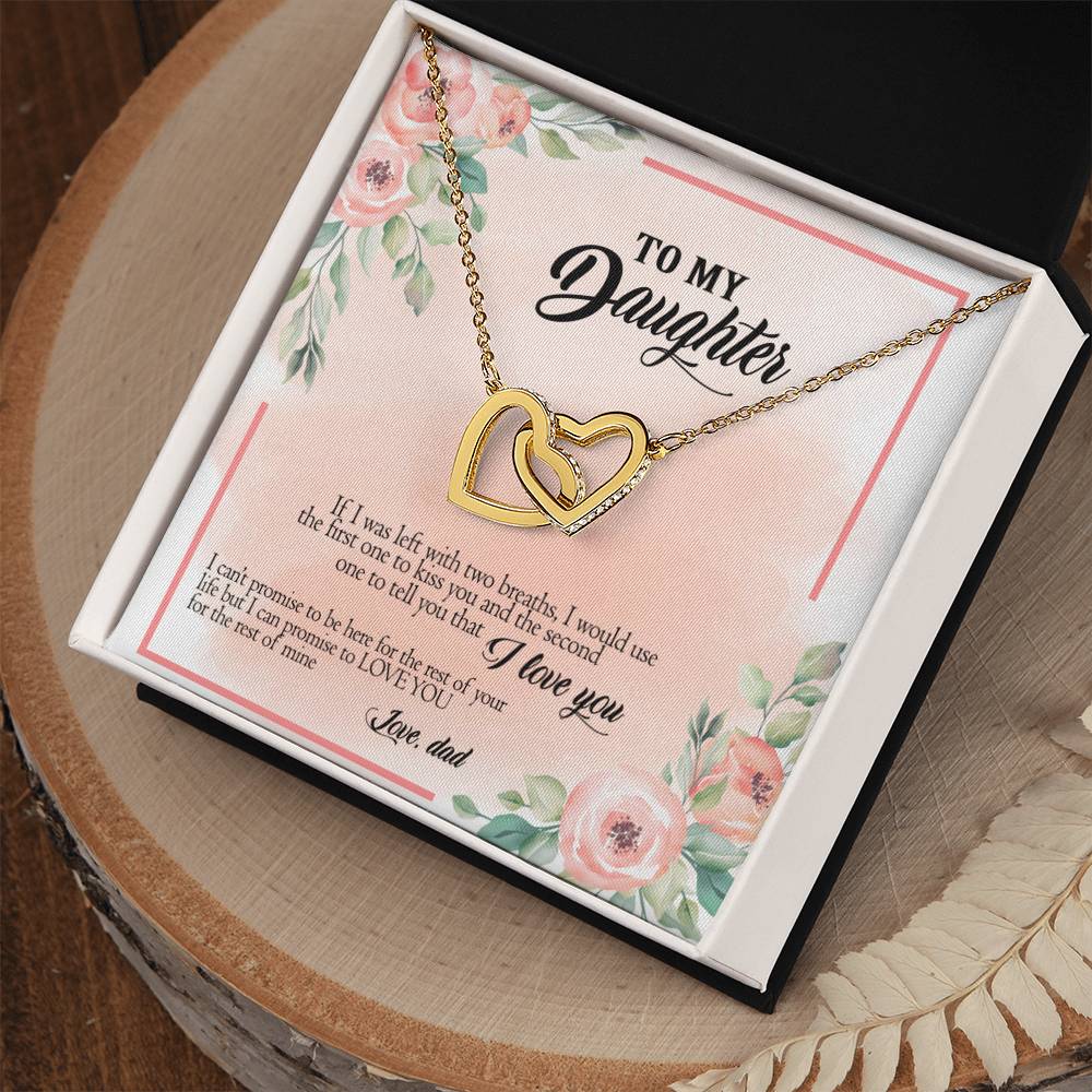 To My Daughter - I Promise To Love You For The Rest Of My Life Interlocking Hearts Necklace
