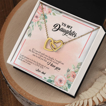 To My Daughter - I Promise To Love You For The Rest Of My Life Interlocking Hearts Necklace