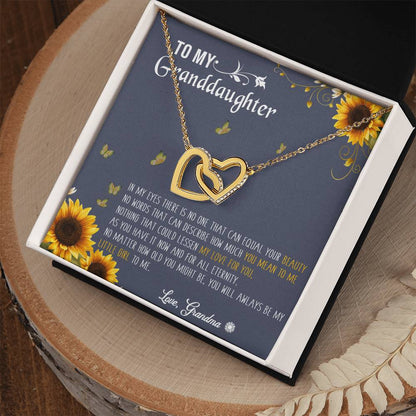 To My Granddaughter Interlocking Hearts Necklace Message Card