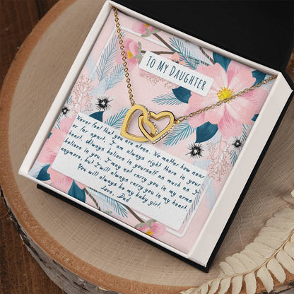 To My Daughter Interlocking Hearts Necklace
