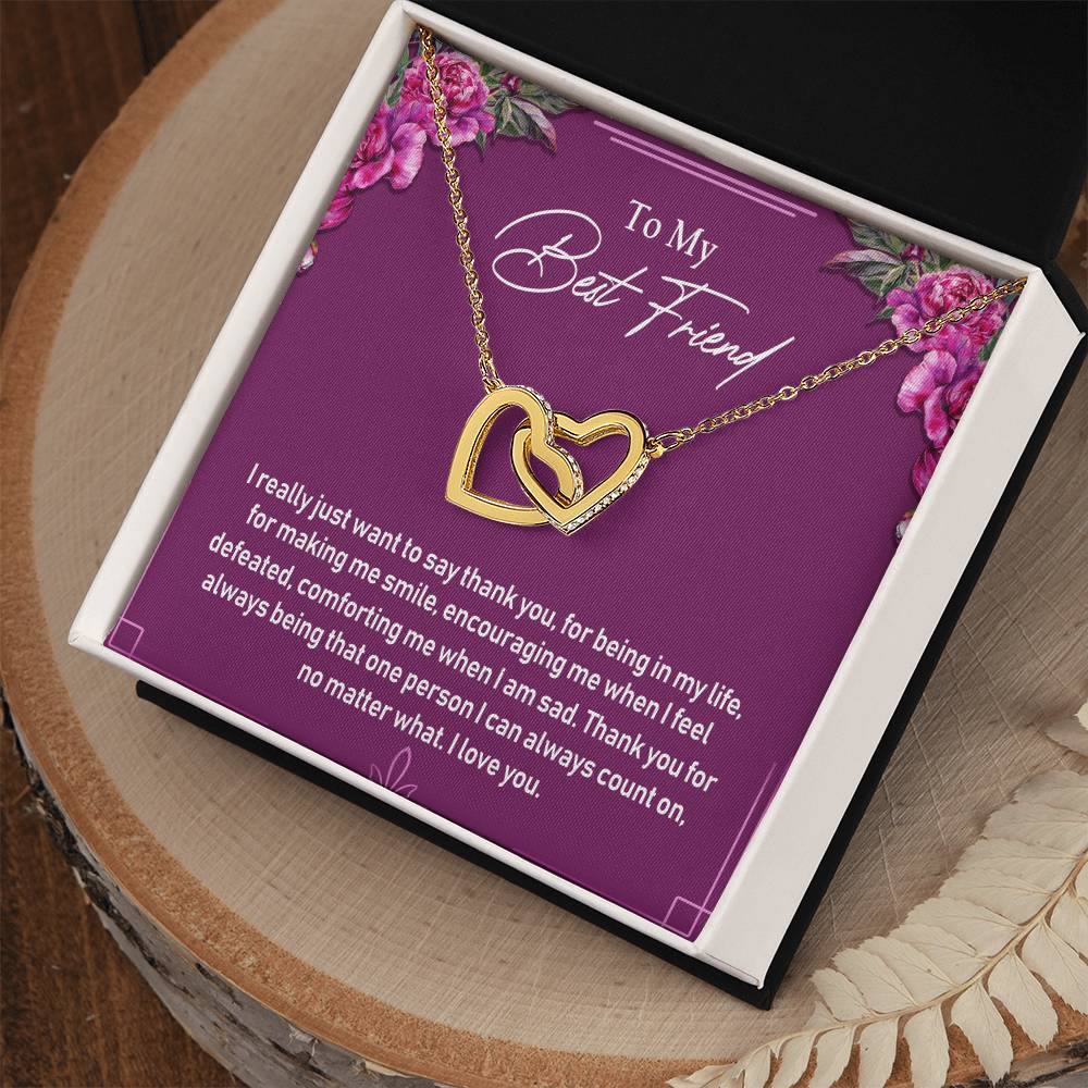 To My Best Friend Interlocking Hearts Necklace Message Card