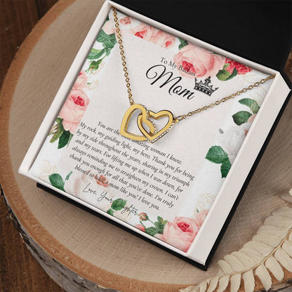 To My Beautiful Mom Necklace Badass Mom Gift Mother’S Day Gift Birthday Gift Gift From Daughter On Wedding Day Interlocking Hearts Necklace
