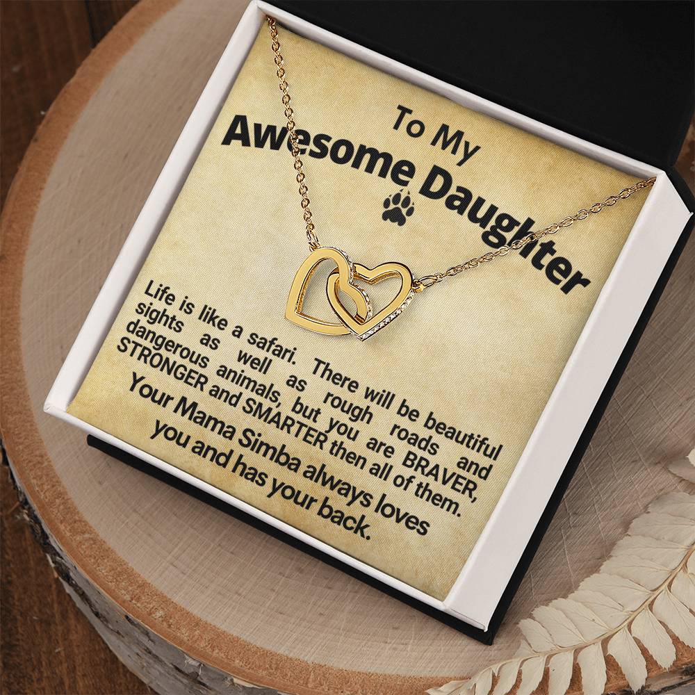 Awesome Daughter Linked Hearts Necklace Gift From Mom Interlocking Hearts Necklace