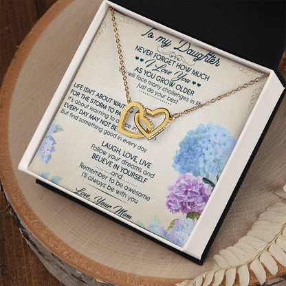 To My Daughter Interlocking Hearts Necklace Message Card