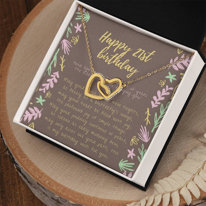 Happy 21St Birthday Necklace 21St Birthday Gift For Her 21St Birthday Gift For Women 21St Birthday Gift Necklace Happy 21St Birthday Friend 21St Birthday Gift 21 Interlocking Hearts Necklace