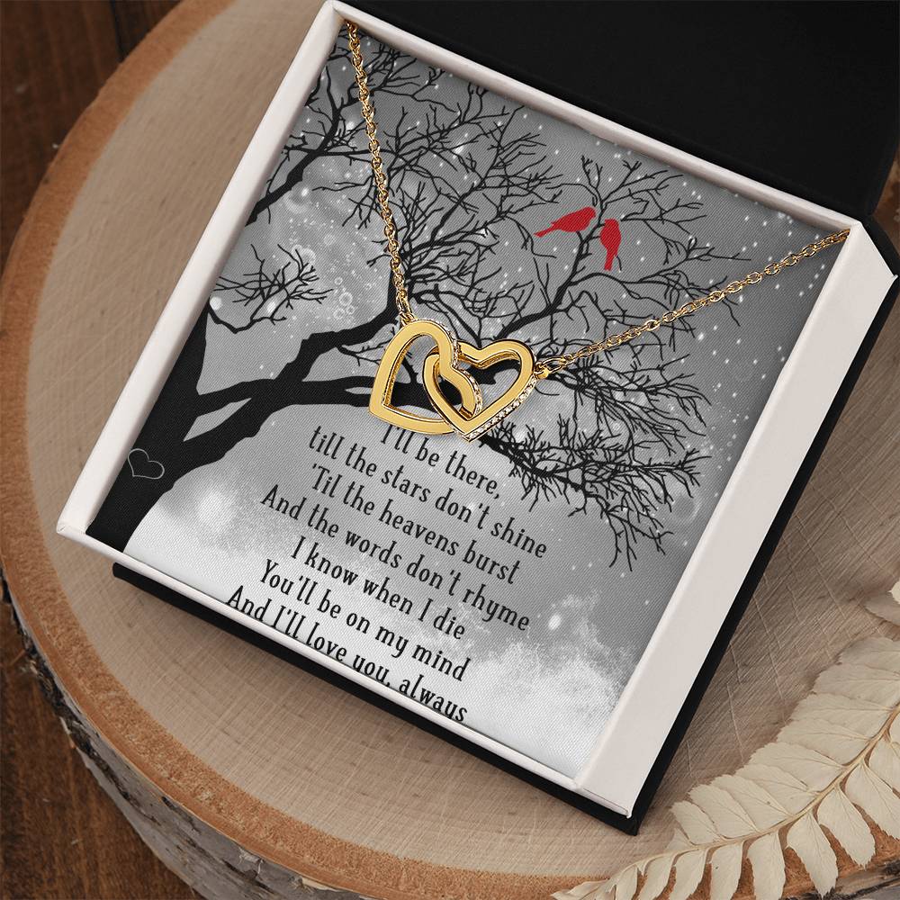 I'Ll Be There Interlocking Hearts Necklace Message Card