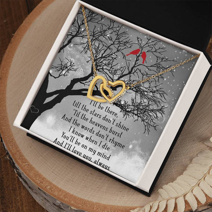 I'Ll Be There Interlocking Hearts Necklace Message Card