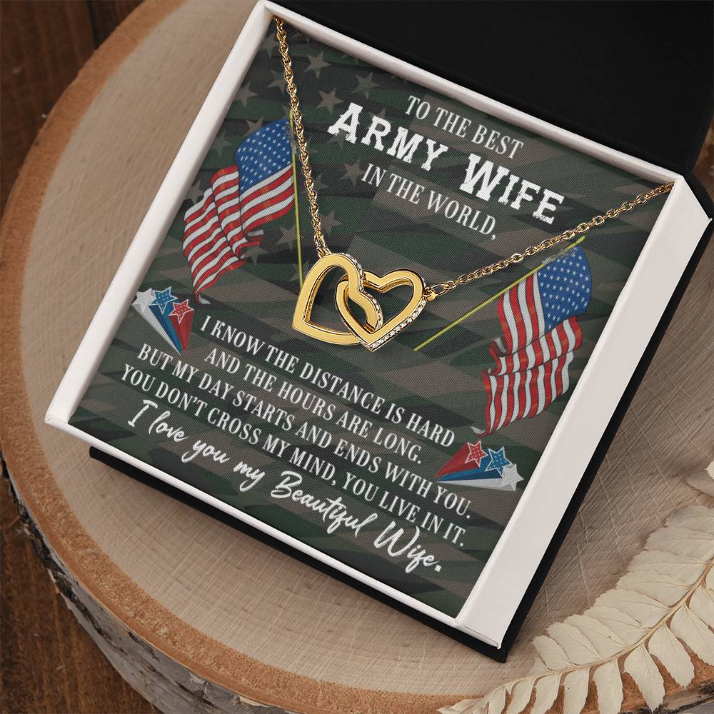To My Army Wife I Know The Distance Is Hard Love You . Interlocking Hearts Necklace