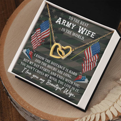 To My Army Wife I Know The Distance Is Hard Love You . Interlocking Hearts Necklace