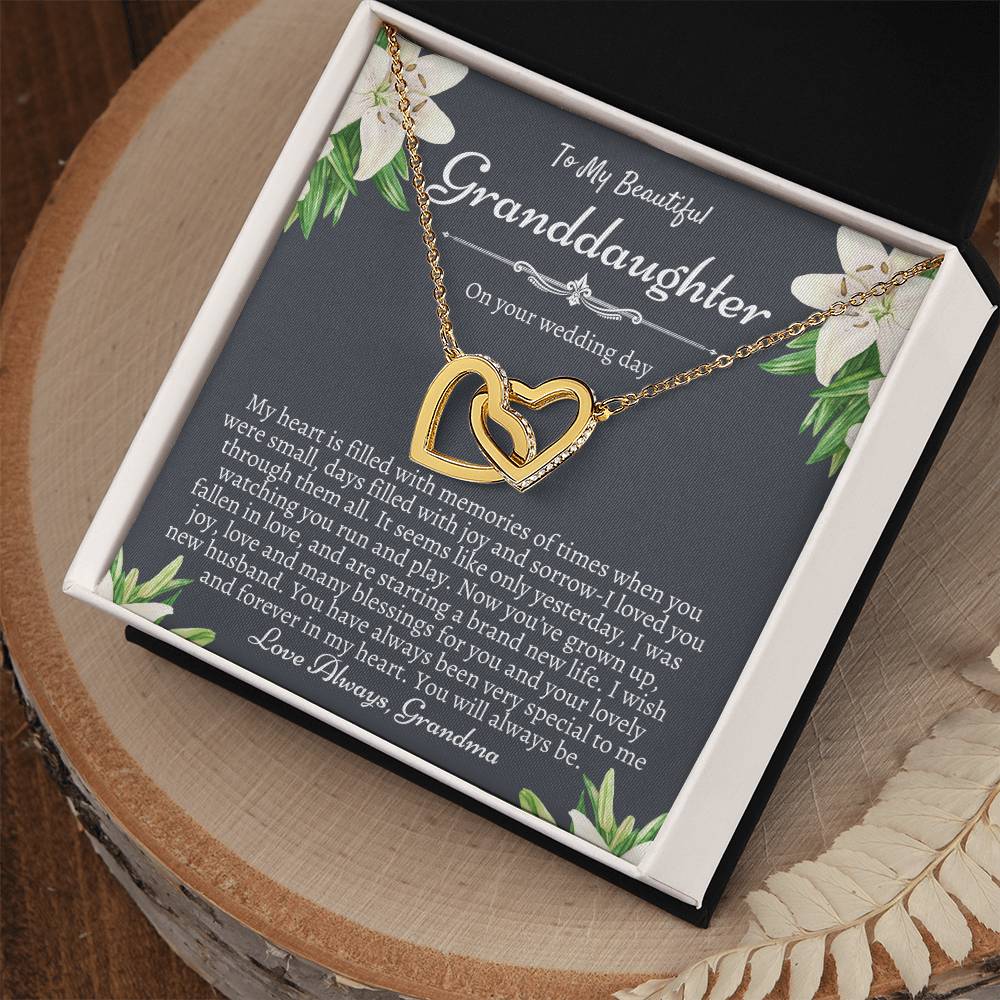 To My Granddaughter On Her Wedding Day Bride Gift From Grandma Granddaughter Wedding Necklace Heartfelt Gift From Nana Nanny Bride Gift Interlocking Hearts Necklace