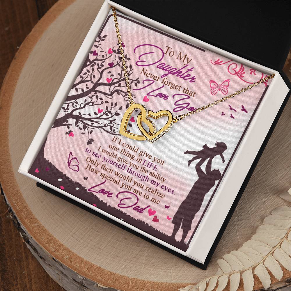 To My Daughter - Never Forget That I Love You - Interlocking Hearts Necklace