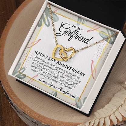 1St Anniversary Gift For Girlfriend Personalized Anniversary Gift One Year Anniversary Gifts 1 Year Anniversary Gift For Girlfriend Interlocking Hearts Necklace