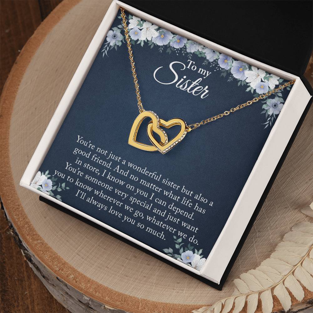 Necklace Sister’S Best Christmas Gift Birthday Gift For Sister To My Little Sister Present For Teenage Sister Gift For Sis Interlocking Hearts Necklace