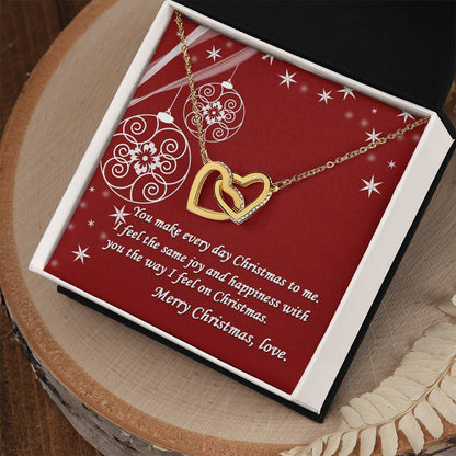 Merry Christmas Gift Interlocked Cubic Zirconia Stones Pendant For Love Interlocking Hearts Necklace