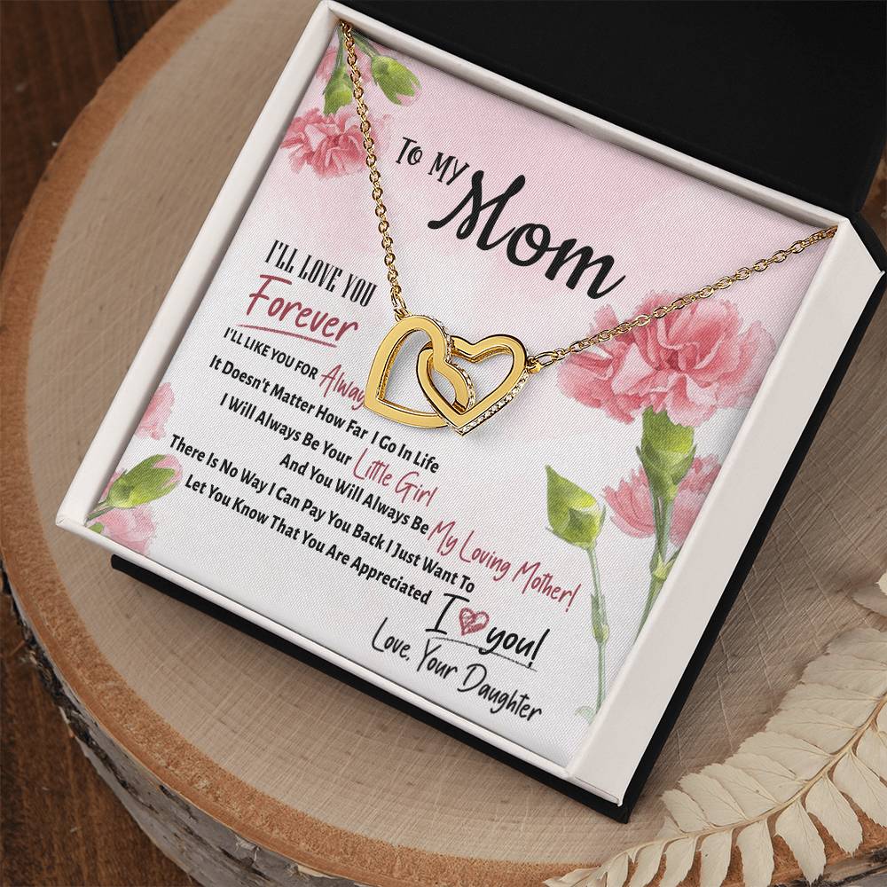 Interlocking Hearts To My Mom I'Ll Love You Forever I'Ll Like You For Always Interlocking Hearts Necklace