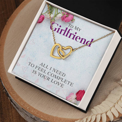 Two Hearts Necklace - All I Need Is Your Love Interlocking Hearts Necklace