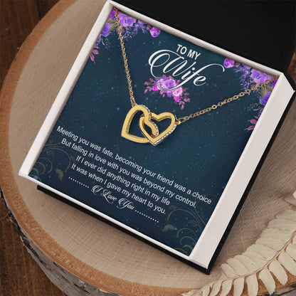 To My Wife Interlocking Hearts Necklace Message Card