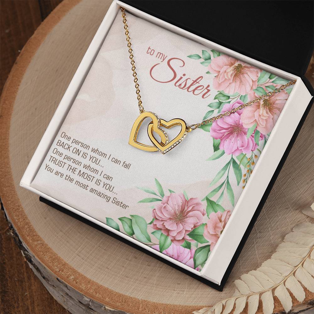 To My Sister Interlocking Hearts Necklace