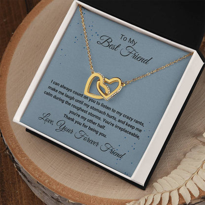 Best Friend Listening Necklace Interlocking Hearts Necklace