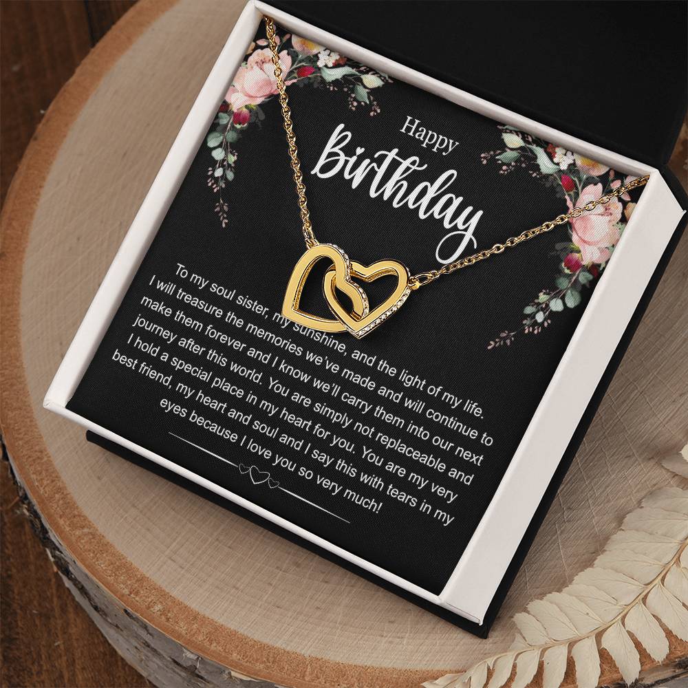 Happy Birthday To My Soul Sister Interlocking Hearts Necklace