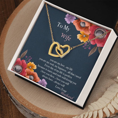 To My Wife Necklace Gift Set Interlocking Hearts Necklace