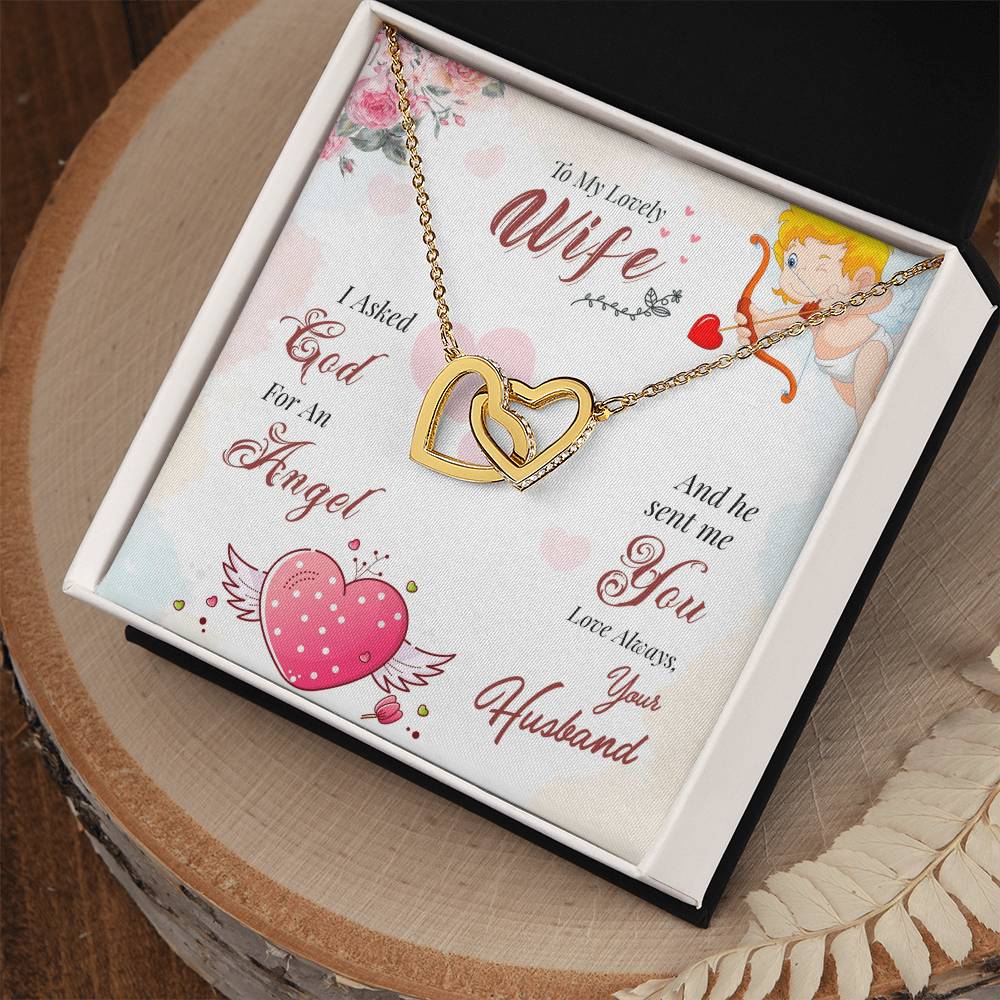 To My Lovely Wife - Love Always Your Husband - Interlocking Hearts Necklace