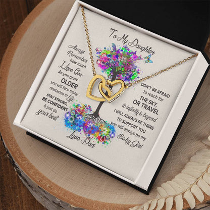To My Daughter - Always Be My Baby Girl Interlocking Hearts Necklace