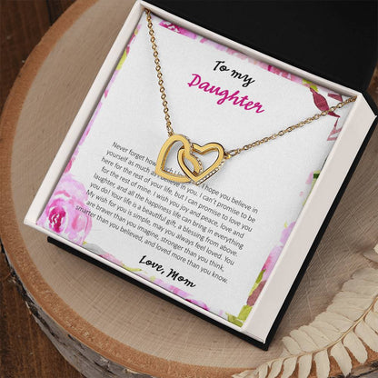 To My Daughter Never Forget How Much I Love You - Love Mom Interlocking Hearts Necklace