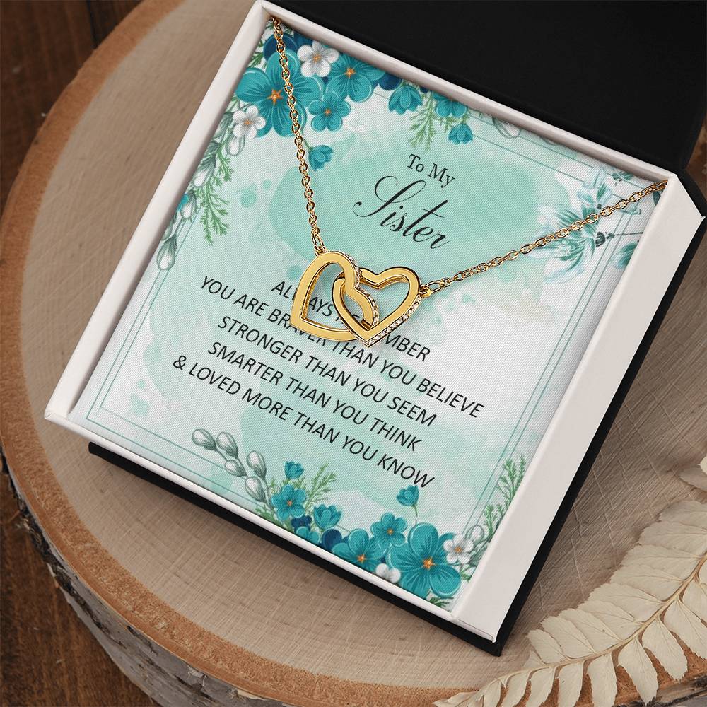 To My Sister - Loved More Than You Know Interlocking Hearts Necklace