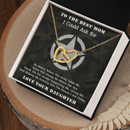 The Best Army Mom - Interlocked Necklace From Daughter Interlocking Hearts Necklace