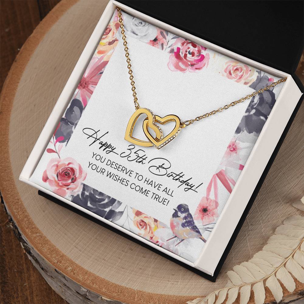 Happy 35Th Birthday Interlocking Hearts Necklace Message Card