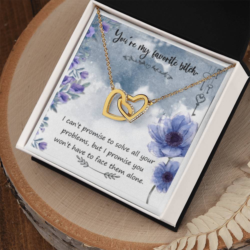 You'Re My Favorite Bitch Interlocking Hearts Necklace