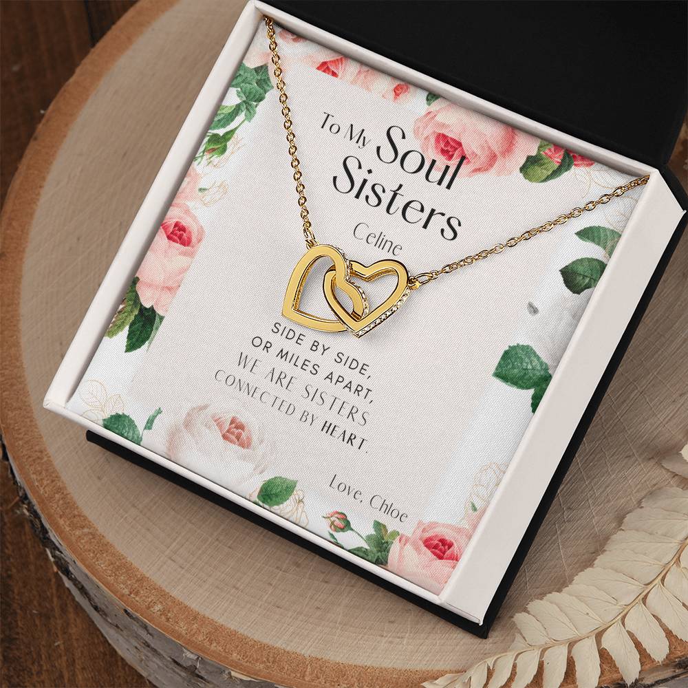 To My Soul Sister Interlocking Hearts Necklace