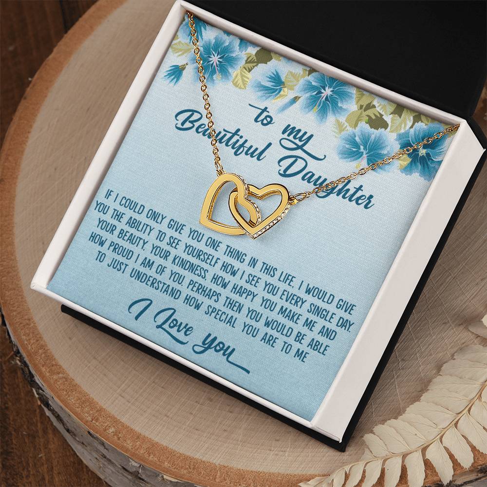 To My Beautiful Daughter Dad To Daughter Gift Interlocking Hearts Necklace