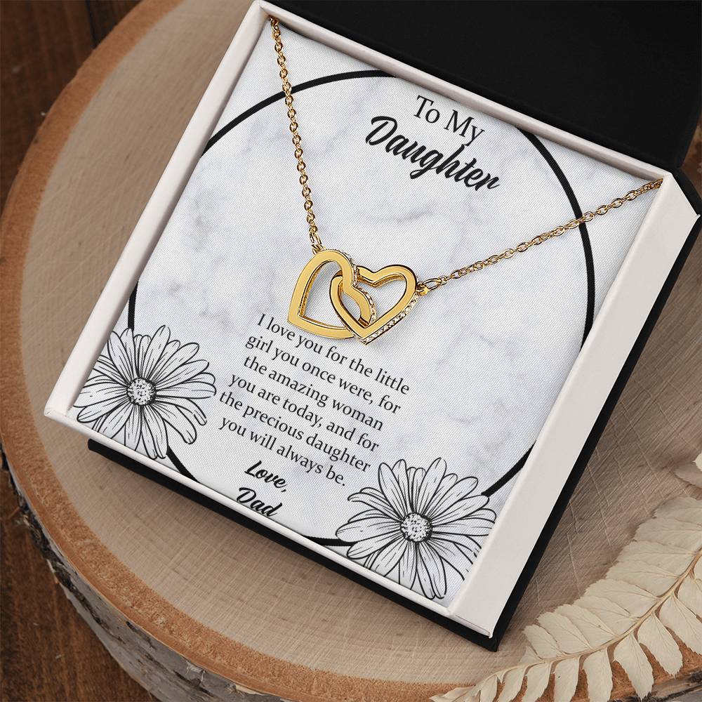 To My Daughter I Love You For The - Love Dad Interlocking Hearts Necklace