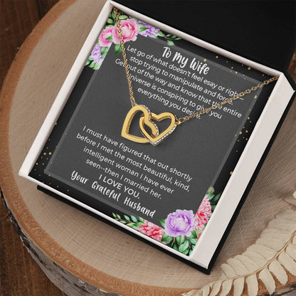Gift For Wife- Anniversary Gift For Wife Birthday Gift For My Wife Candle Night Dinner Present To My Wife Christmas Gift To My Wife Wife. Interlocking Hearts Necklace