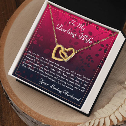 Gift For Wife My Love For You Will Never Fade Interlocking Hearts Necklace