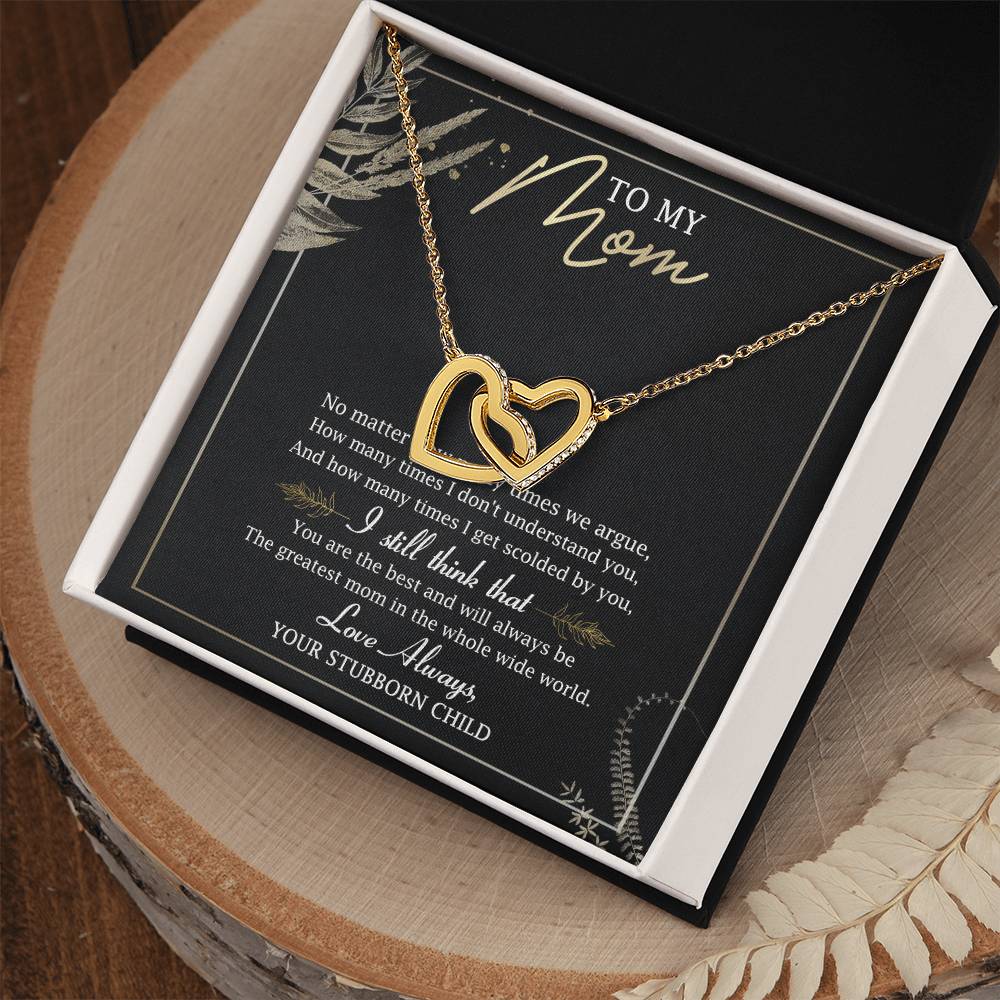 To My Mom Interlocking Hearts Necklace Message Card
