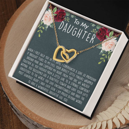 To My Daughter Necklace Gift For Daughter From Mom Sentimental Gift For Birthday Graduation Anniversary Interlocking Hearts Necklace