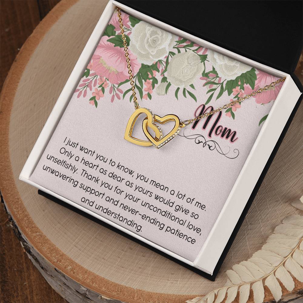 Mom Interlocking Hearts Necklace Message Card