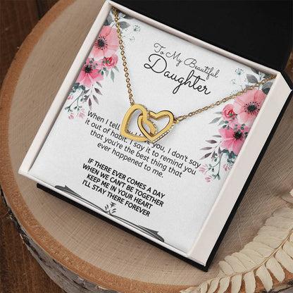 To My Daughter-Interlocking Hearts Necklace